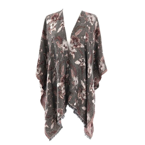 Kimono Cardigan Womens Gray Relaxed Boho Retro Beach Resort Vacation Outdoor - Picture 1 of 9